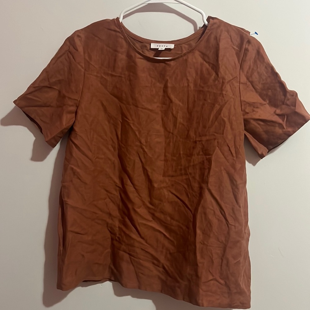 VETTA Brown Short Sleeve Blouse